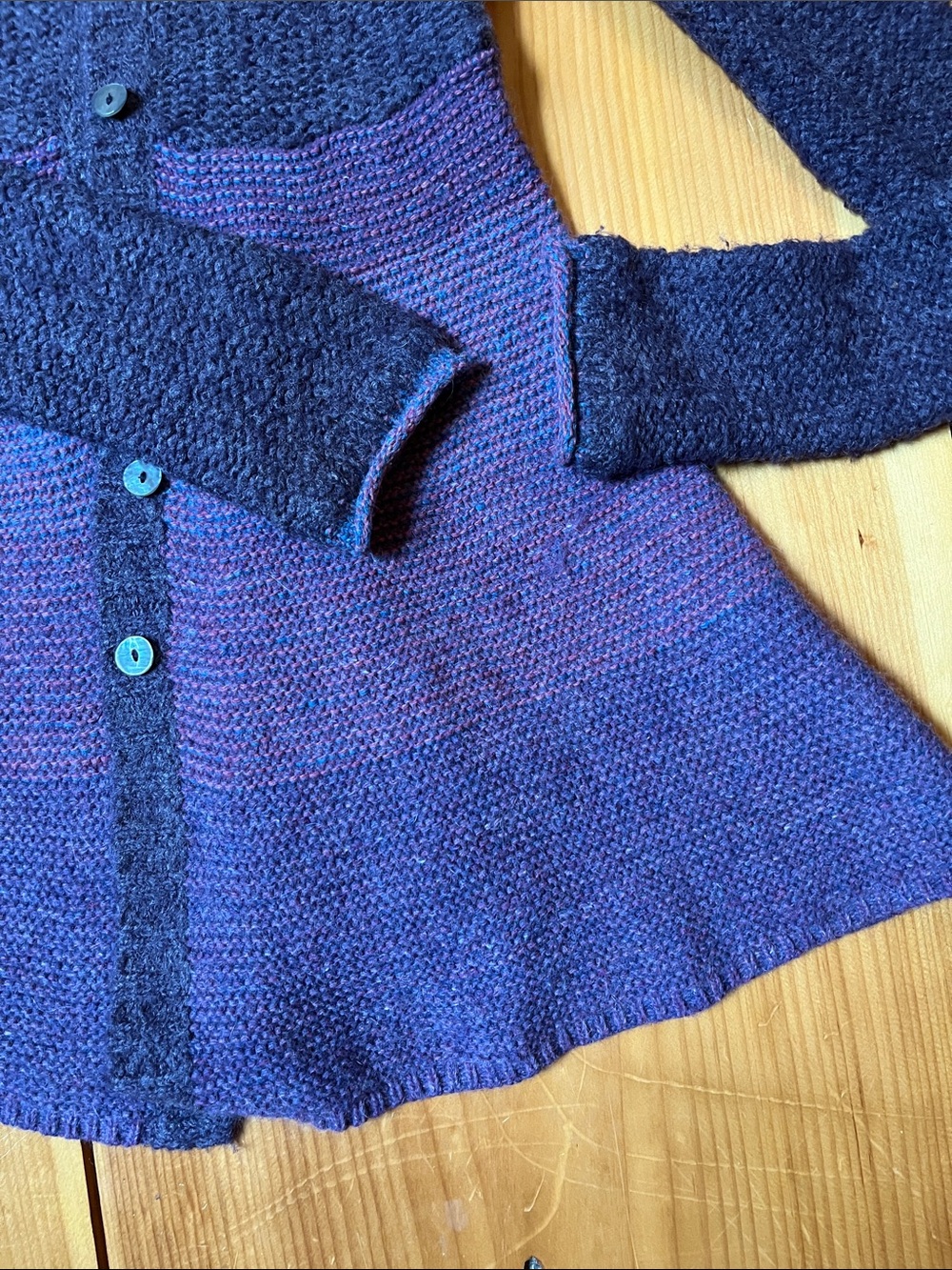 FREE PEOPLE XS Purple Wool Angora Button Up Long Fit Cardigan Sweater A-Line - Picture 3 of 7